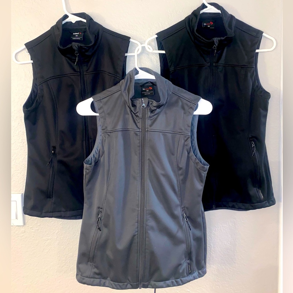 Three Baleaf Women’s Softshell Vests - 2 Black - 1 Grey - All Size XS